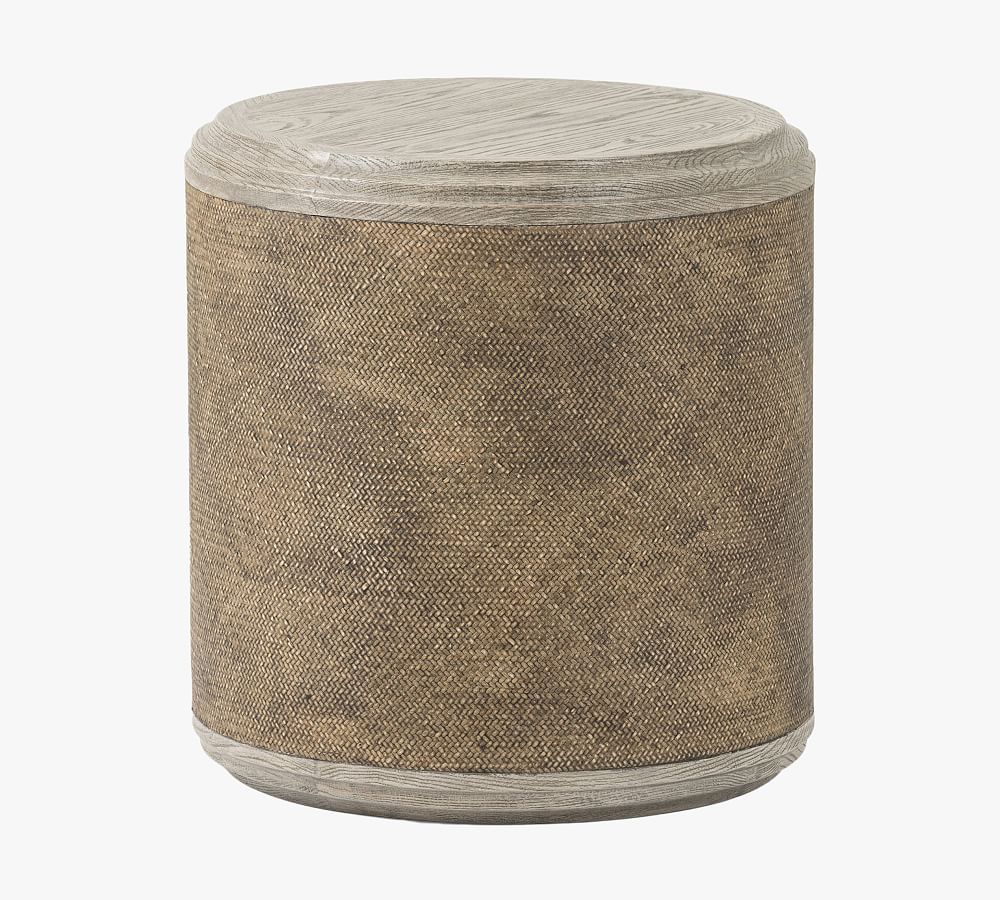 Contemporary Modern Round Wood End Table in Rich Brown