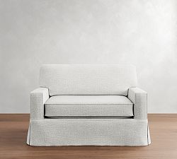 Cameron Square Arm Slipcovered Twin Sleeper Sofa with Memory Foam Mattress (54&quot;&ndash;86&quot;)