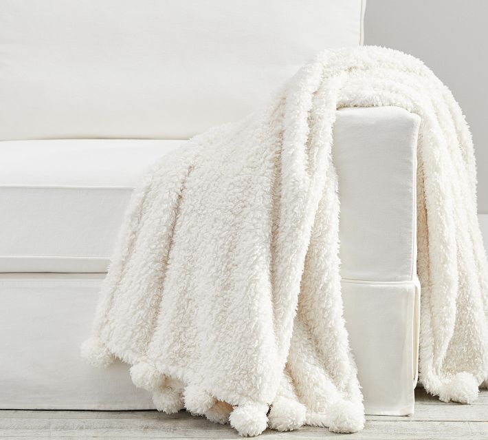 Cozy Pom Pom Throw 50 X 60 Ivory At Pottery Barn Canada