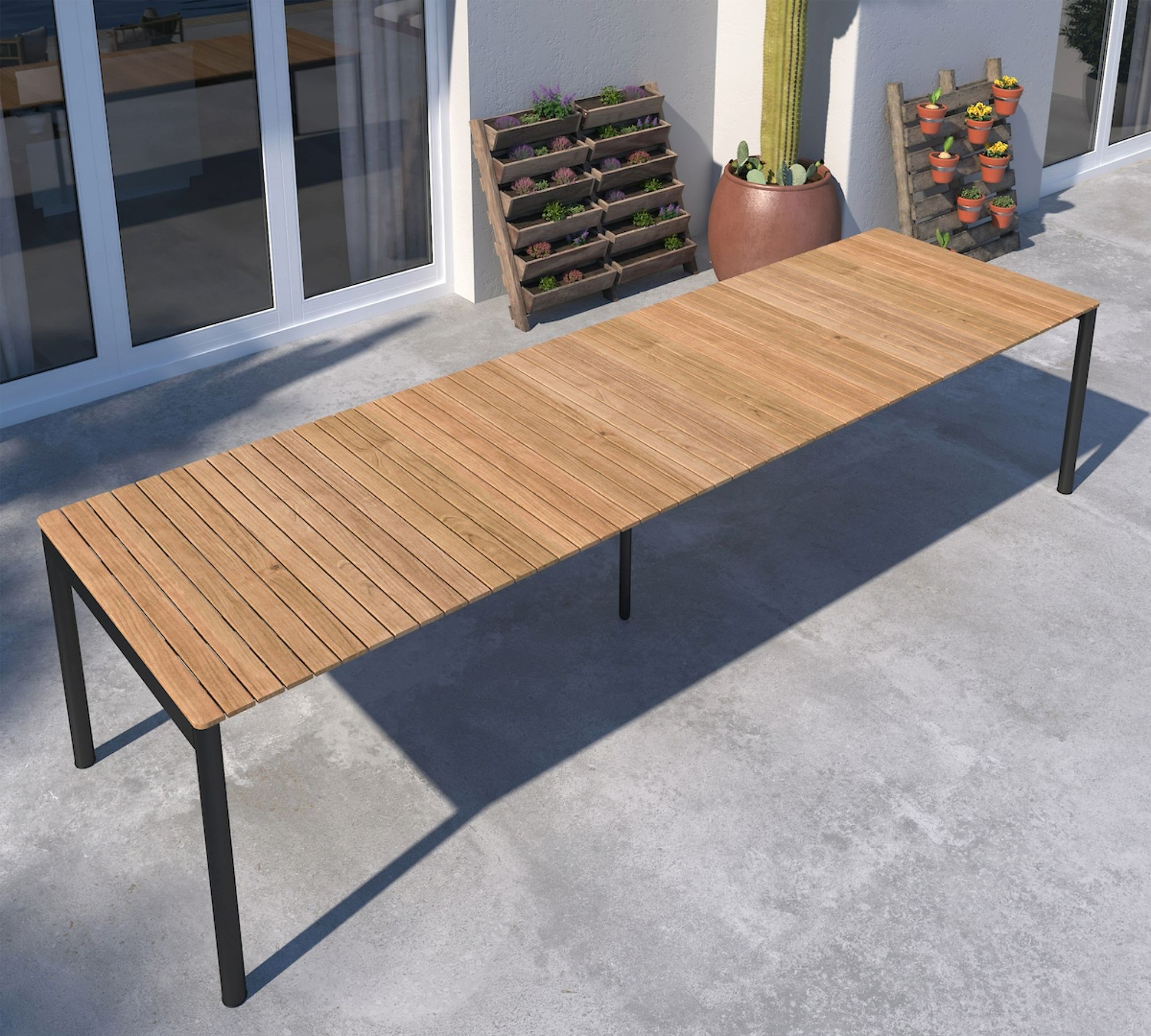 Zia Teak Outdoor Extending Dining Table (89"-130")