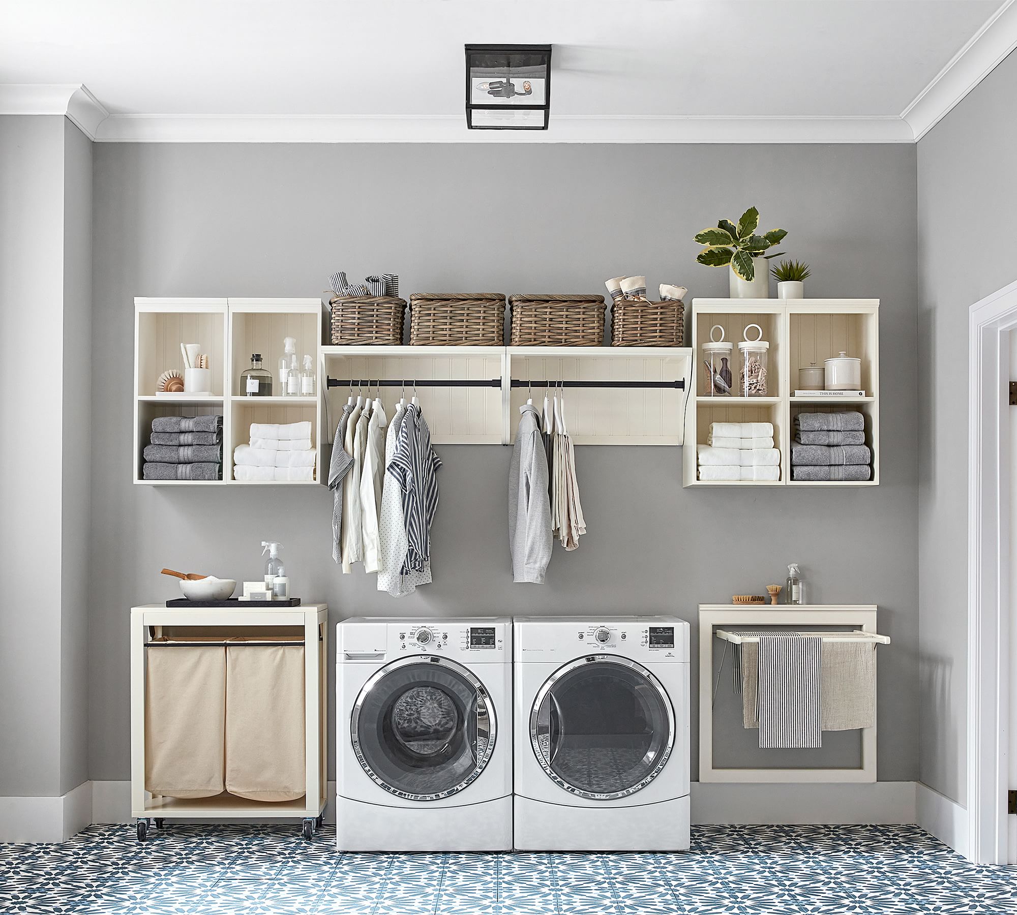 Aubrey Deluxe Laundry Organization Set with Open Cabinets