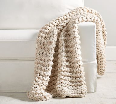 Chunky Hand Knit Throw 44X56 Inches Neutral At Pottery Barn Canada