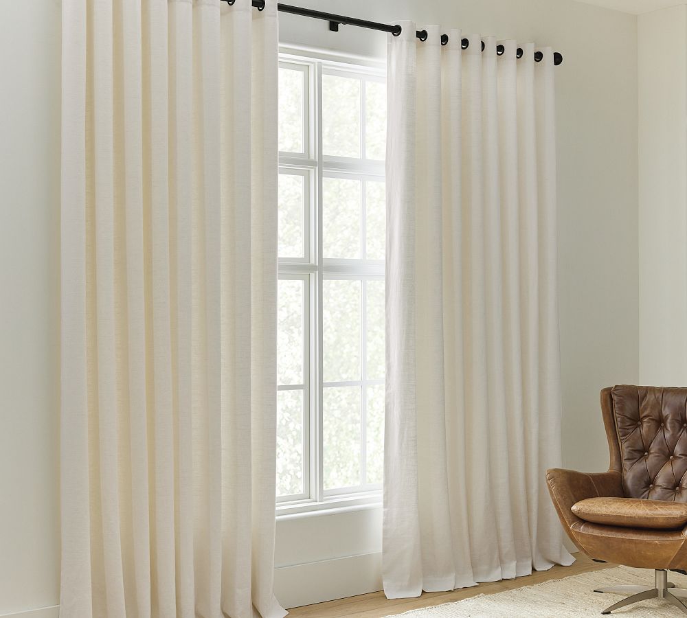 Emery Linen Grommet Blackout Curtain | Pottery Barn