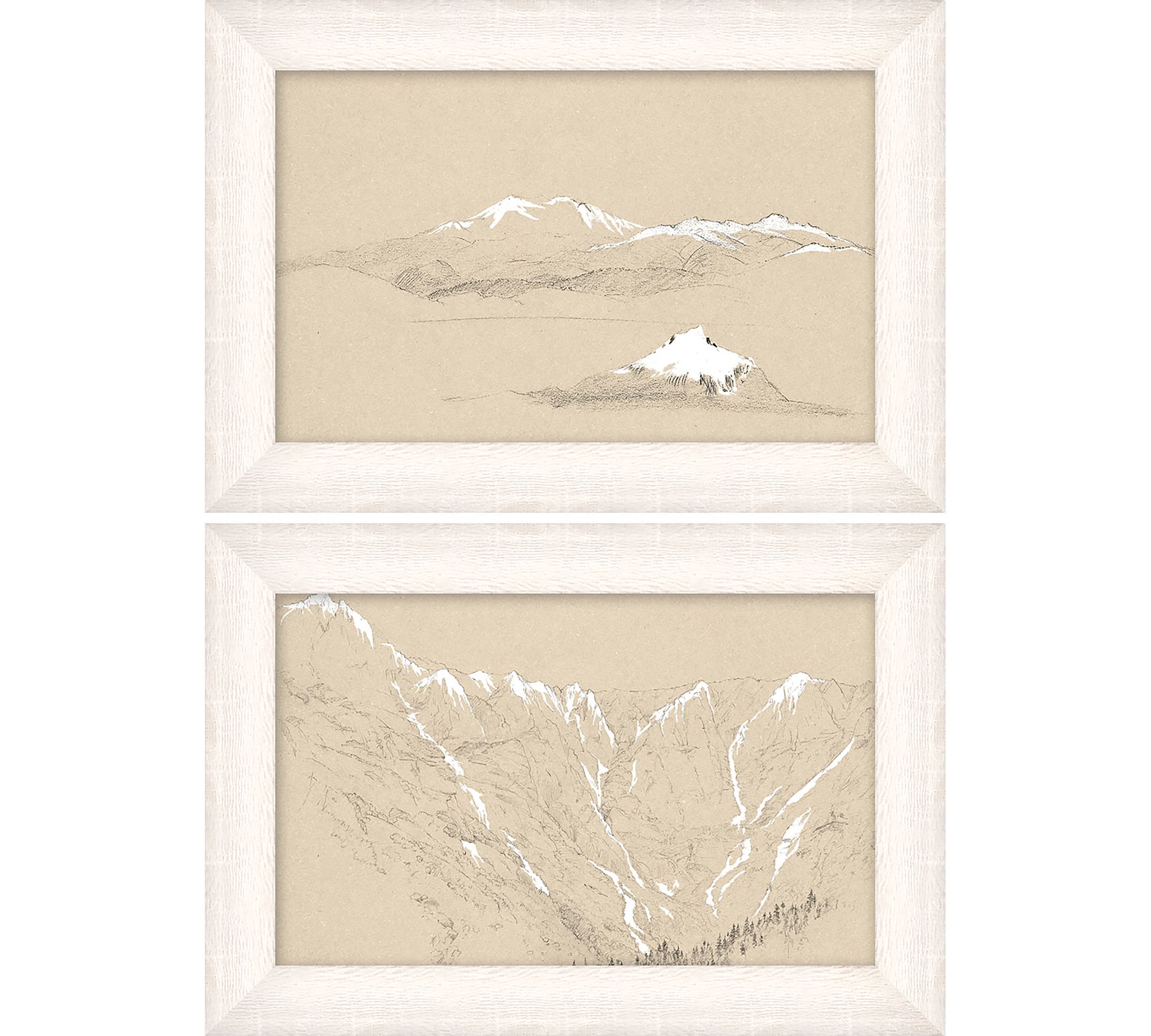Snowcapped Sketch Framed Print