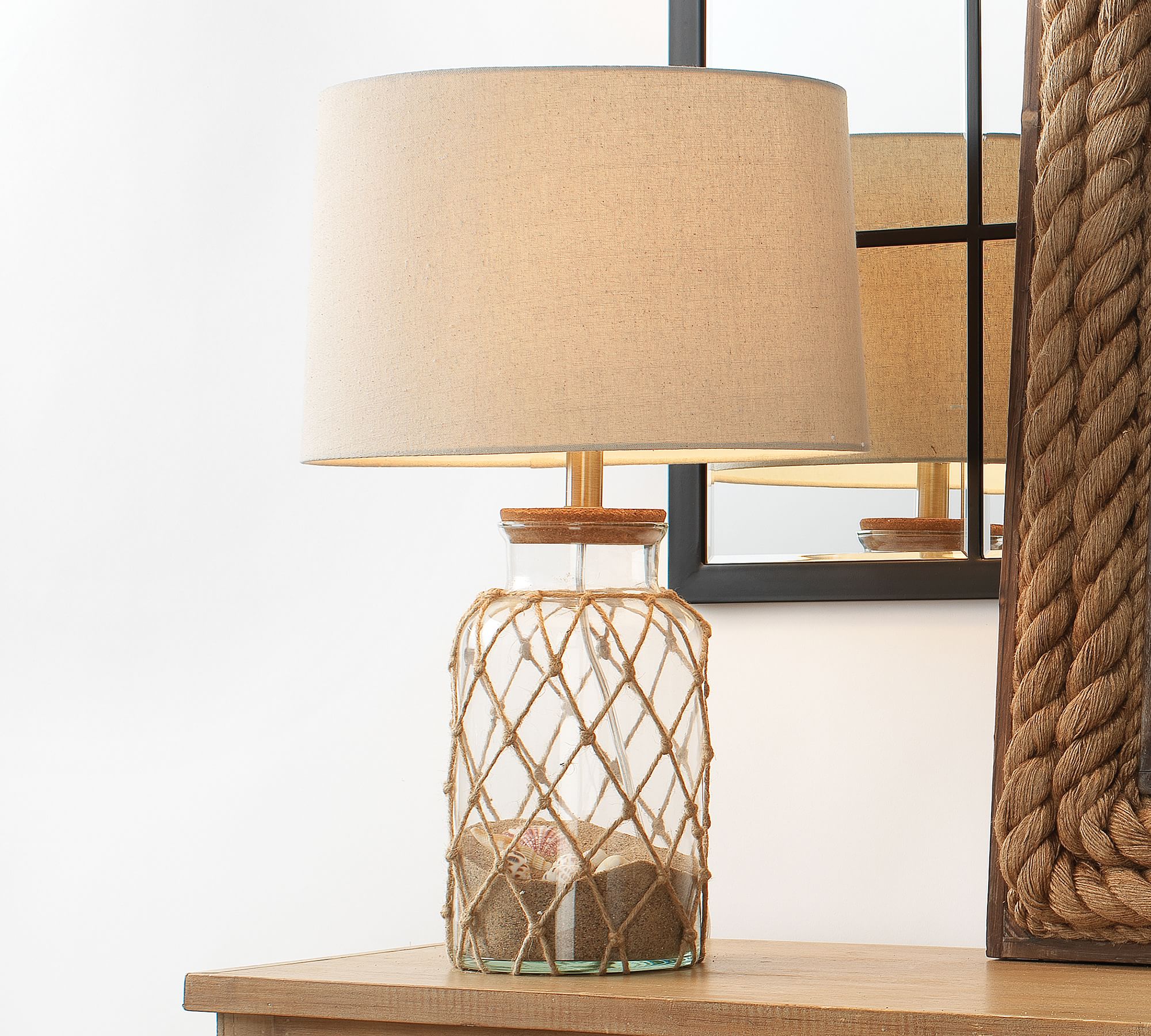 Kelsall Jute Net & Glass Table Lamp