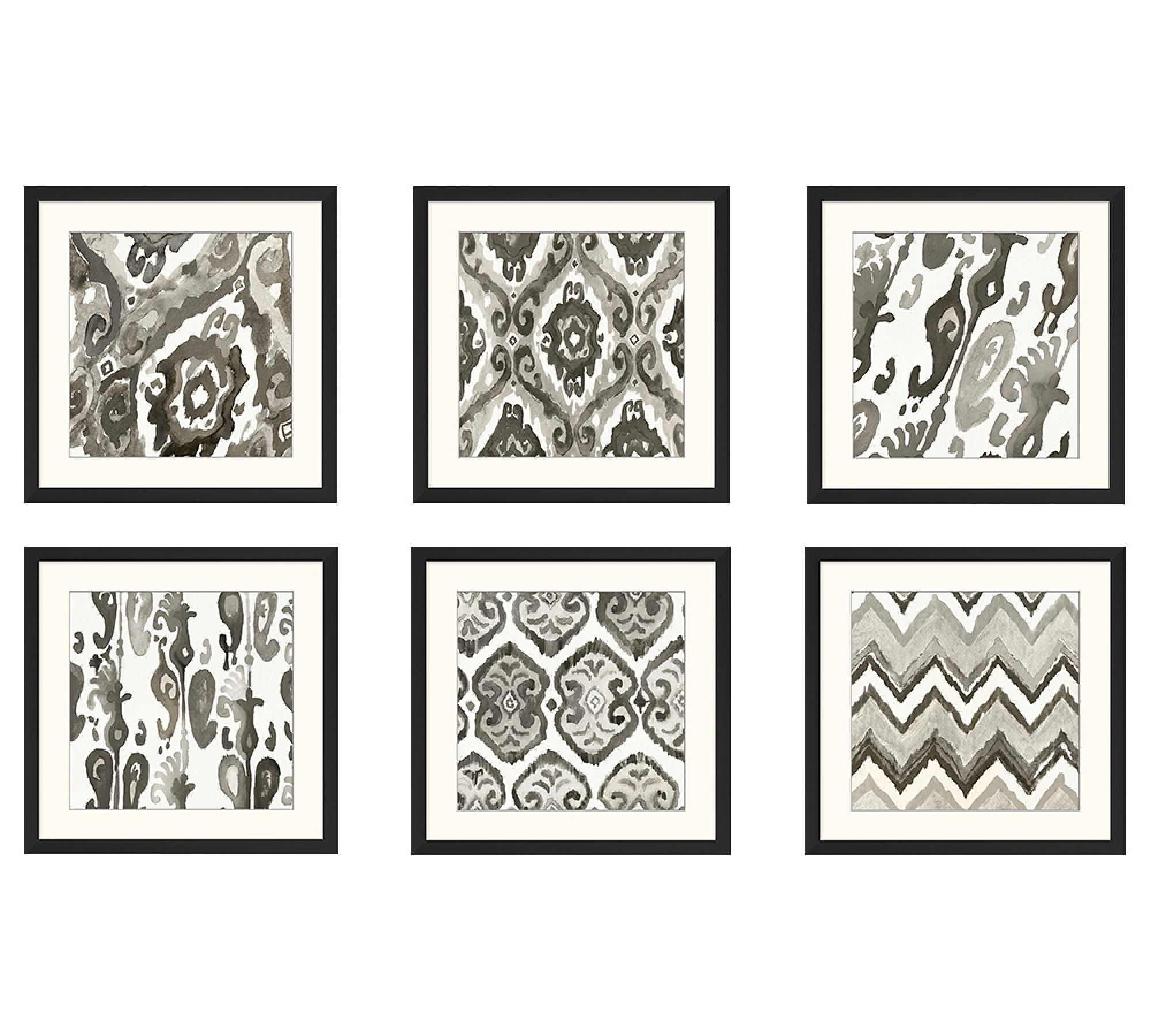 Gray Ikat Framed Prints