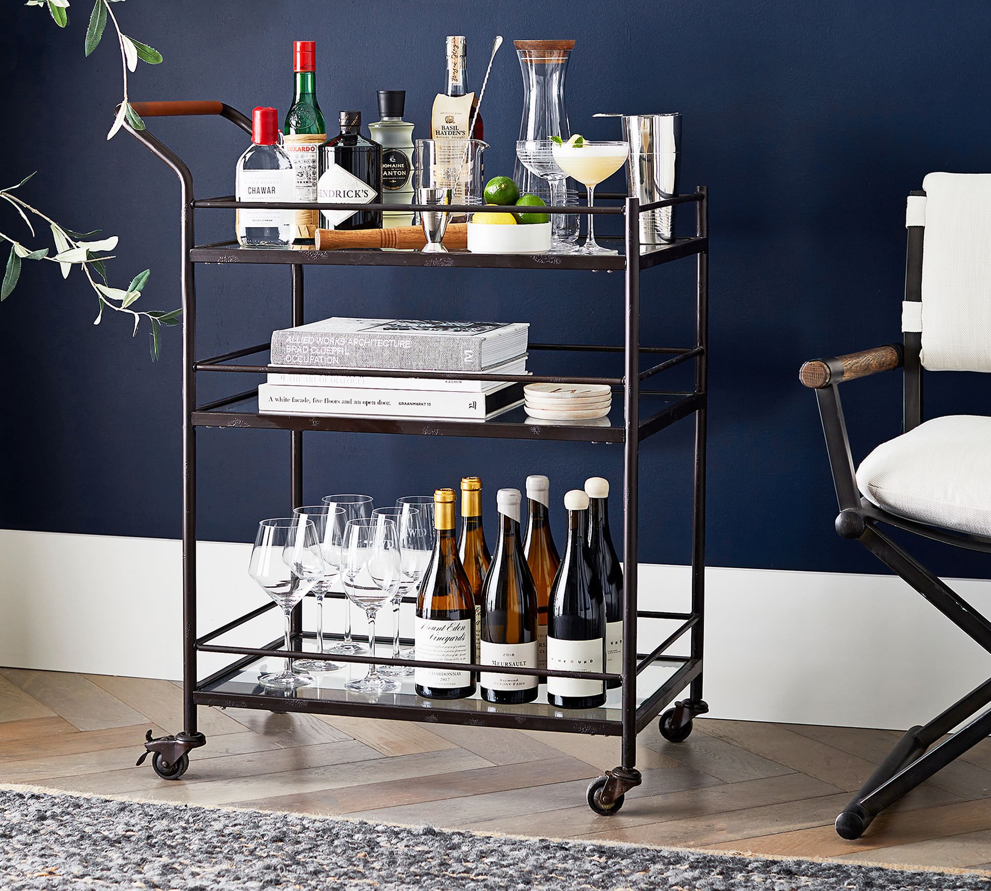 Hugo Metal Bar Cart (29")