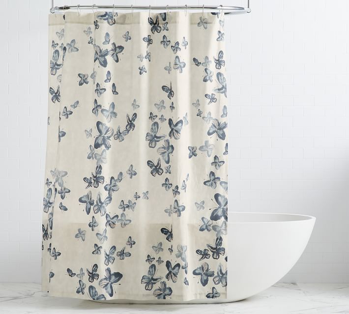 West elm marposa butterfly good shower curtain and bath mat set