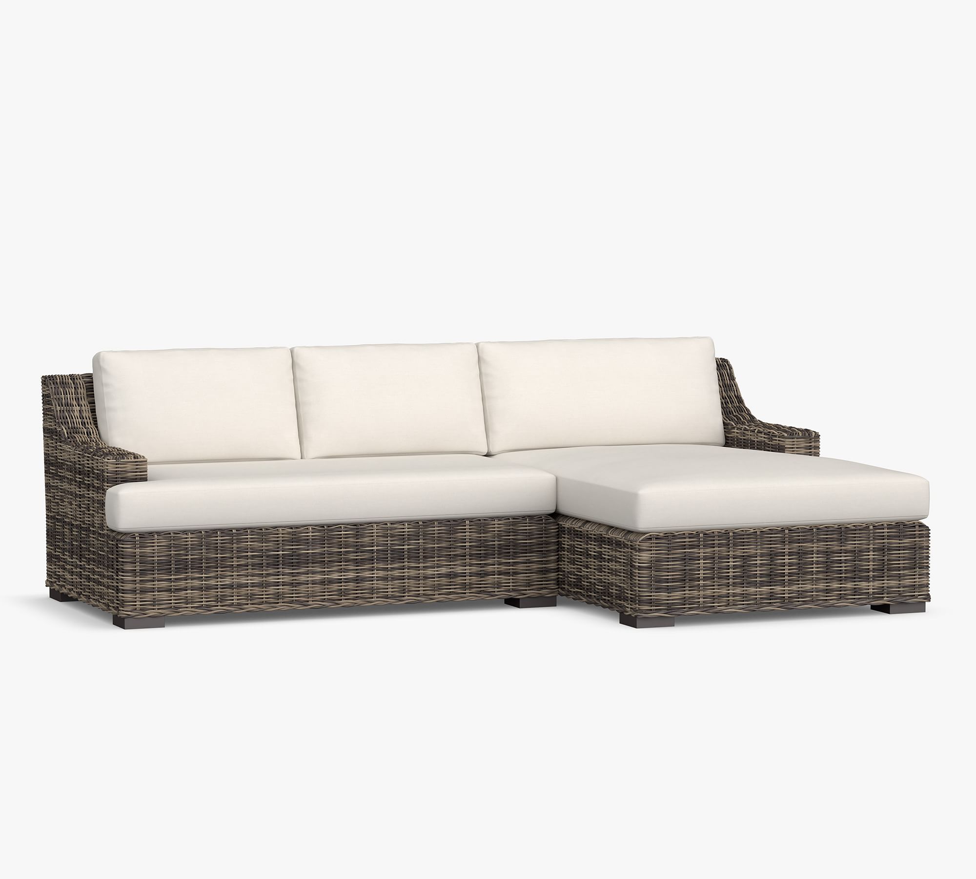 Huntington Wicker 2-Piece Loveseat Double Chaise Slope Arm Outdoor Sectional