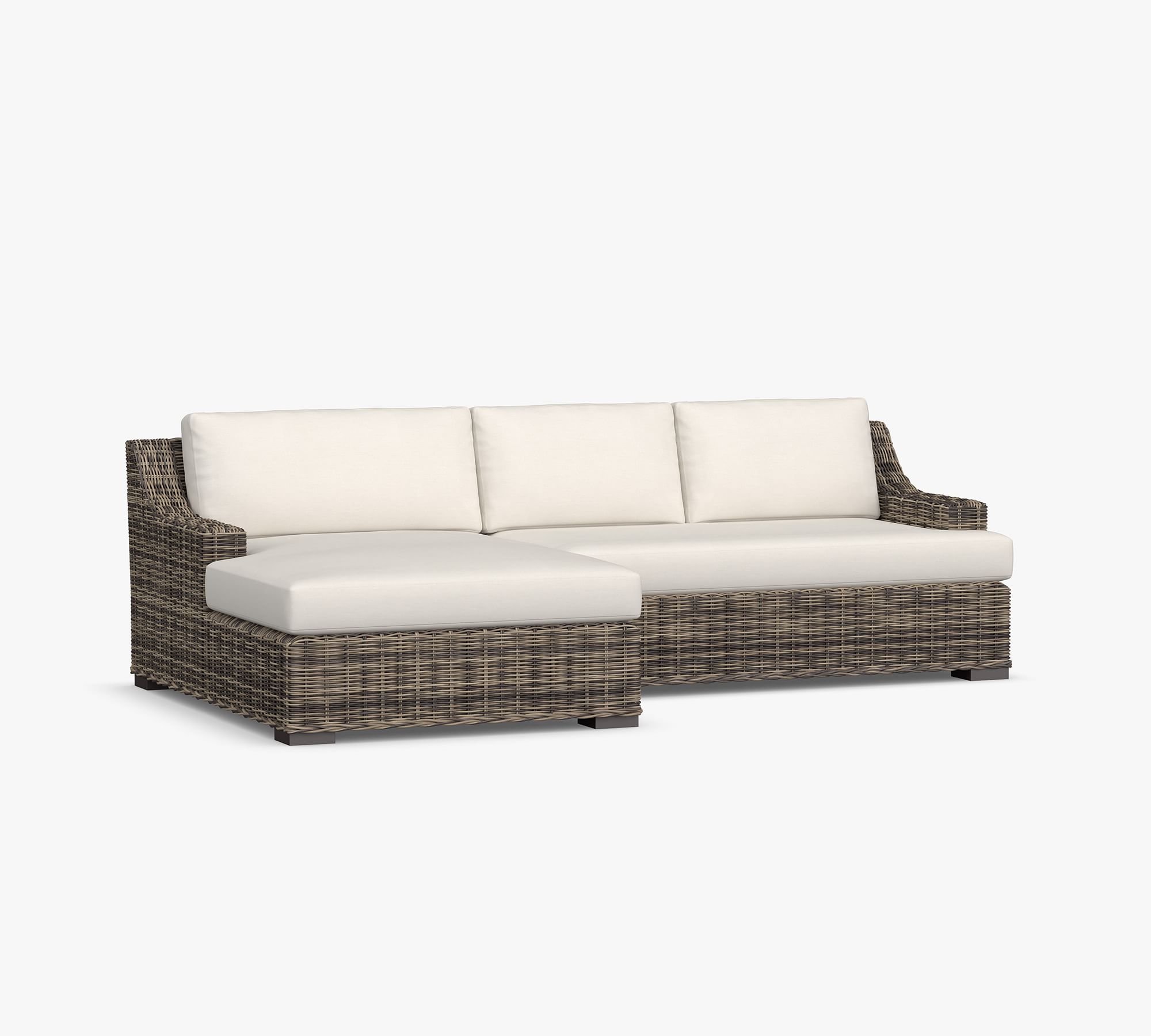 Huntington Wicker 2-Piece Loveseat Double Chaise Slope Arm Outdoor Sectional