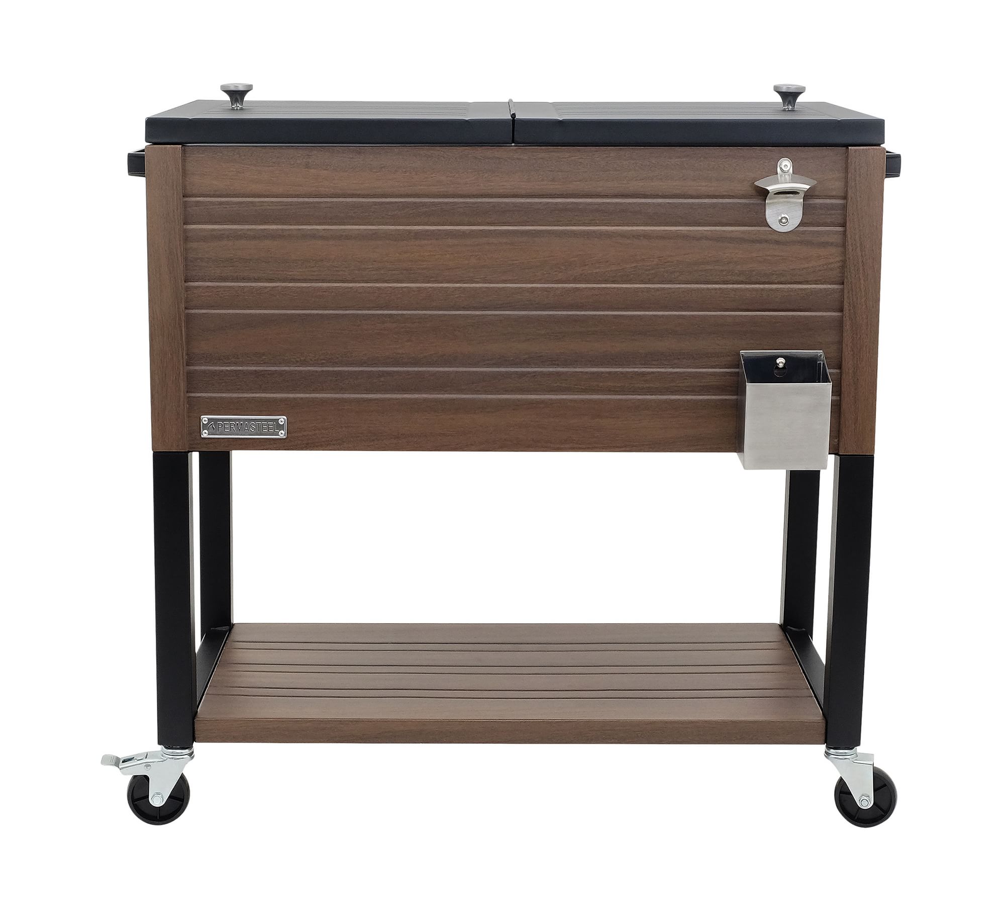Wood Grain Stand-Up Cooler with Bottle Opener
