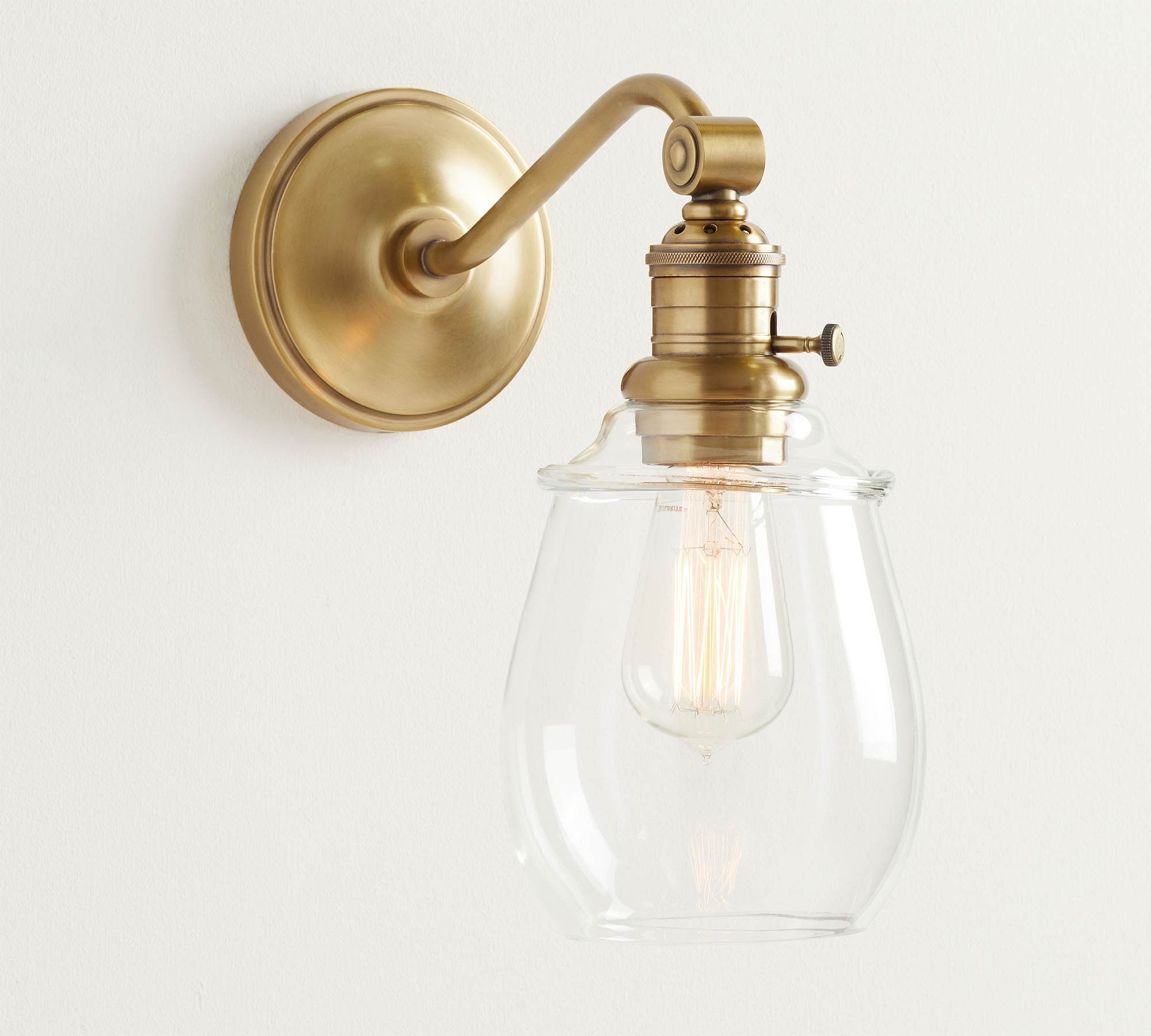 Petite Glass Curved Arm Sconce (5'')