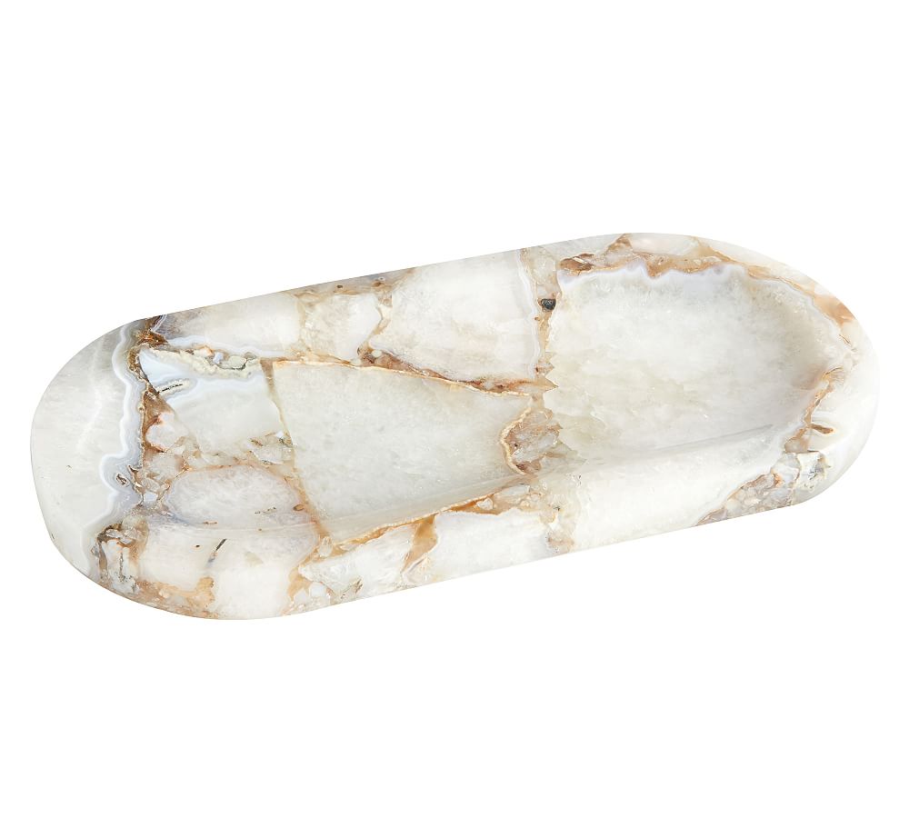 Handcrafted Natural Agate Stone Resin Catchall Tray