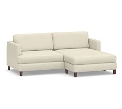 SoMa Ember Upholstered Sofa with Reversible Chaise Sectional, Polyester Wrapped Cushions, Basketweave Slub Oatmeal