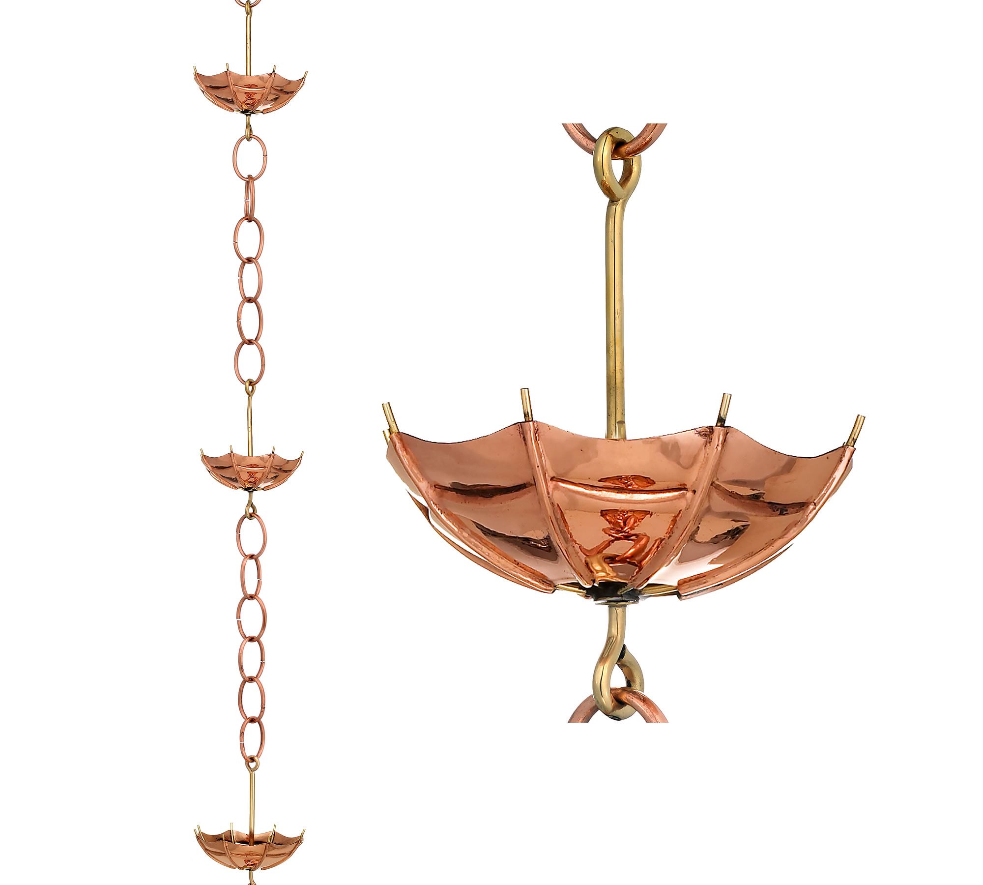 Umbrella Shaped Copper Rain Chain, 8.5'