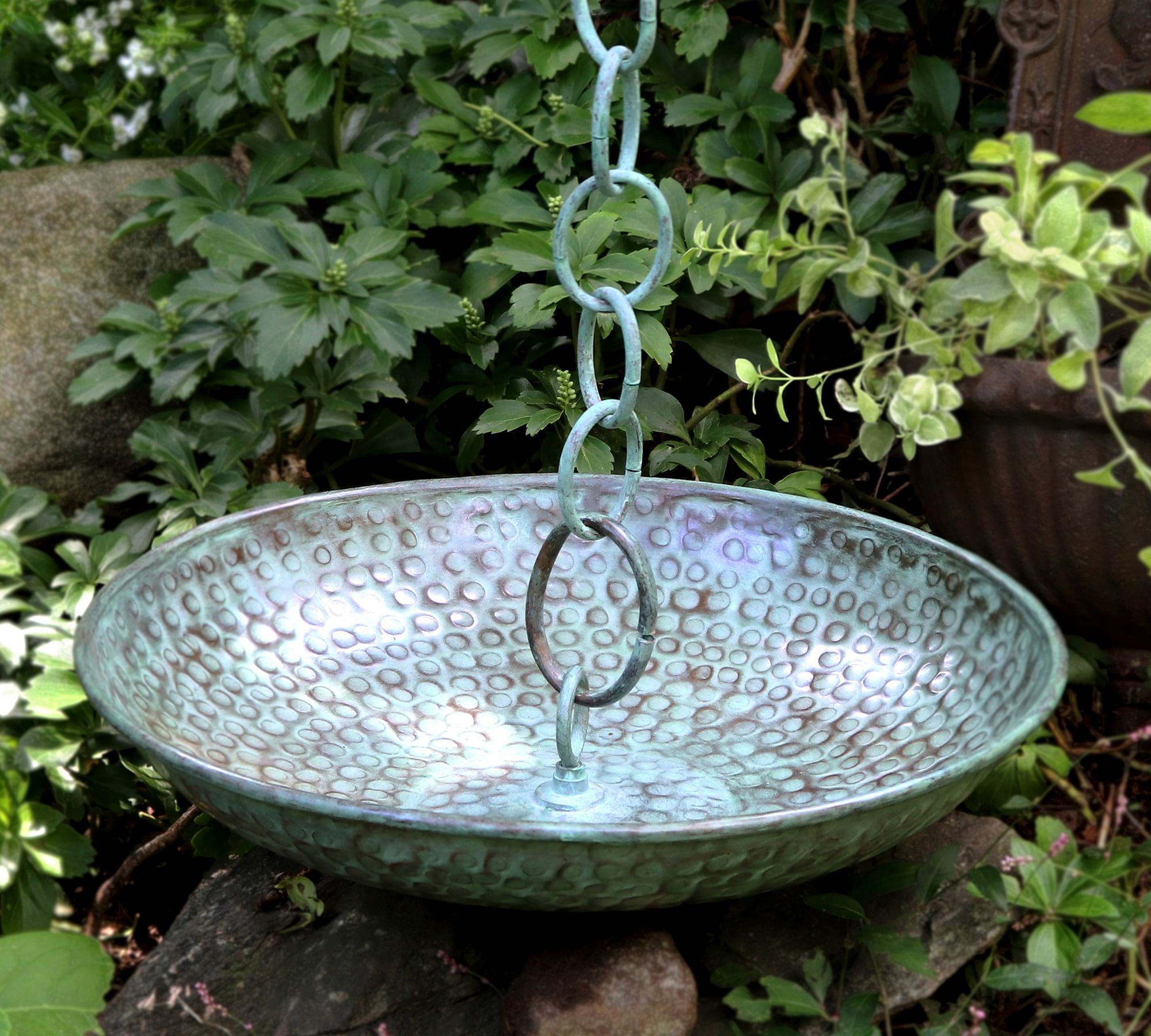 Tumbled Blue Verde Rain Chain Basin