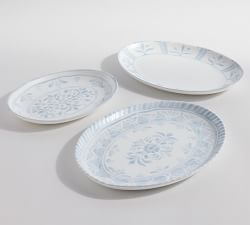 Chambray Tile Stoneware Serving Platters | Pottery Barn