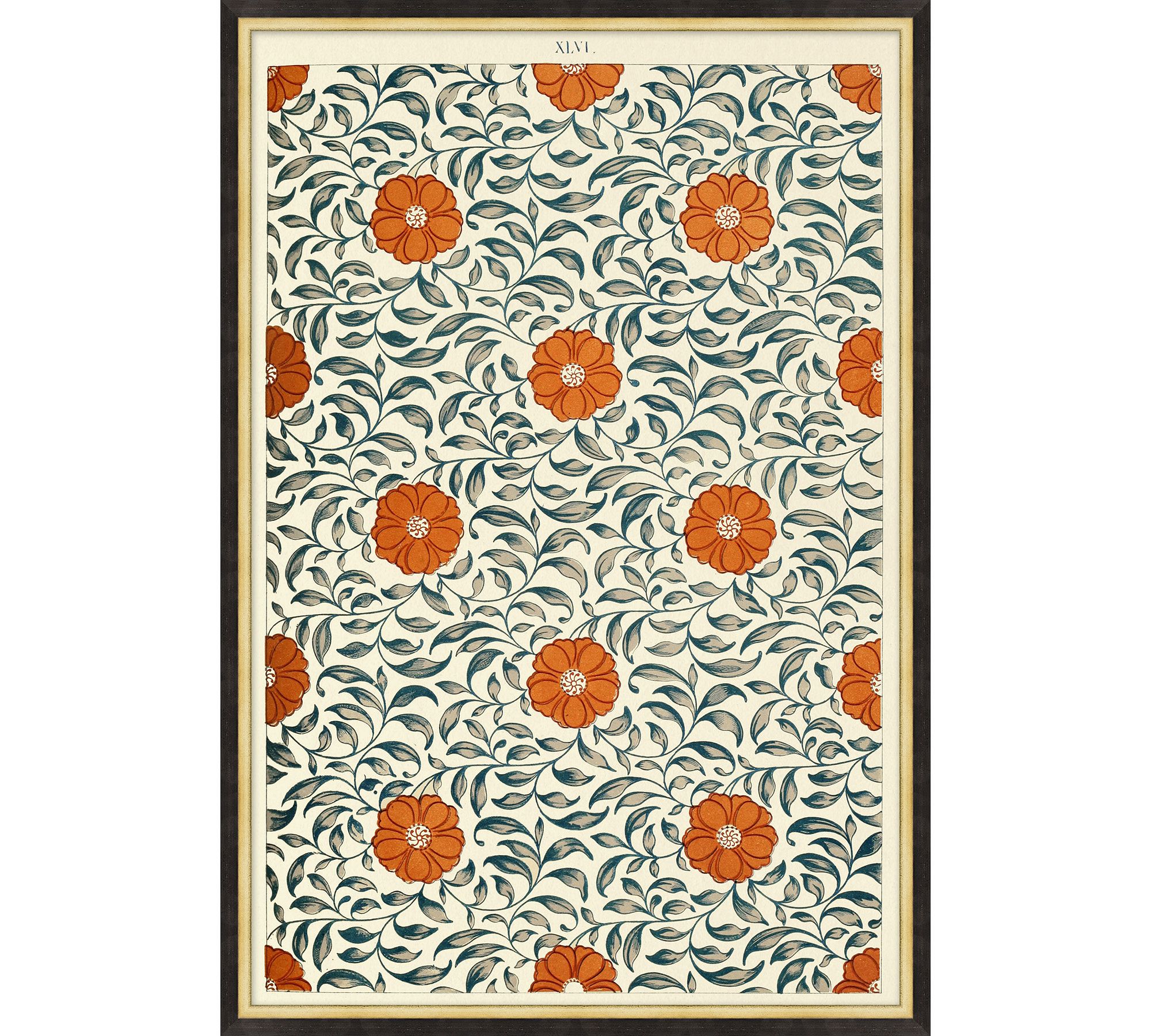 Flowers on Pattern Framed Print