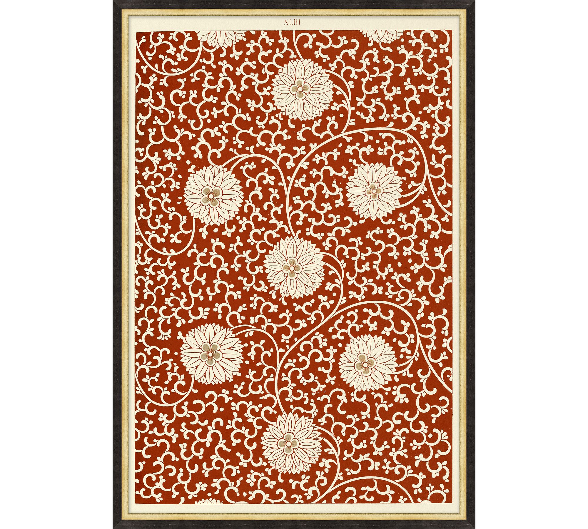 Flowers on Pattern Framed Print