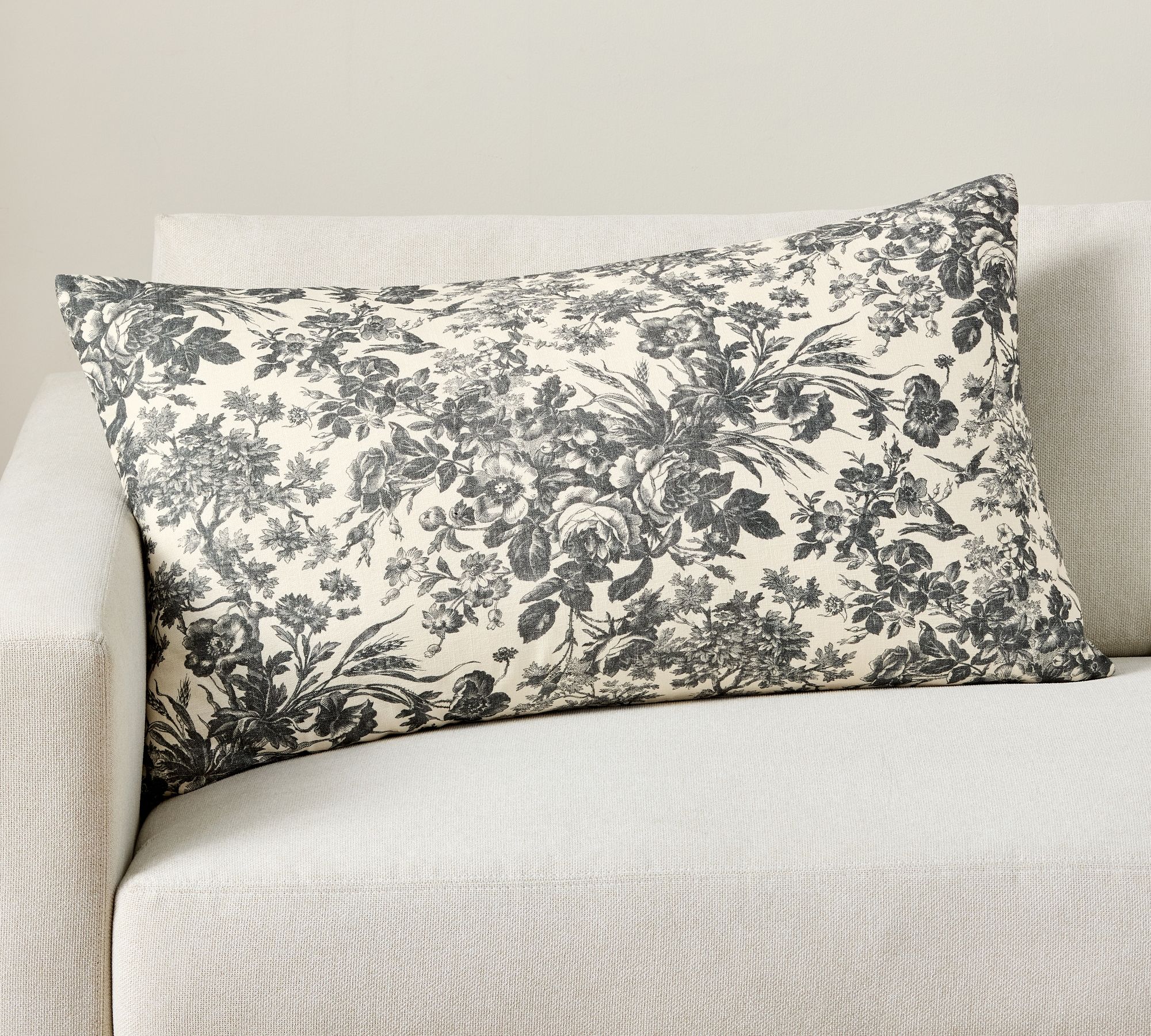 Sorrel Floral Toile Lumbar Pillow