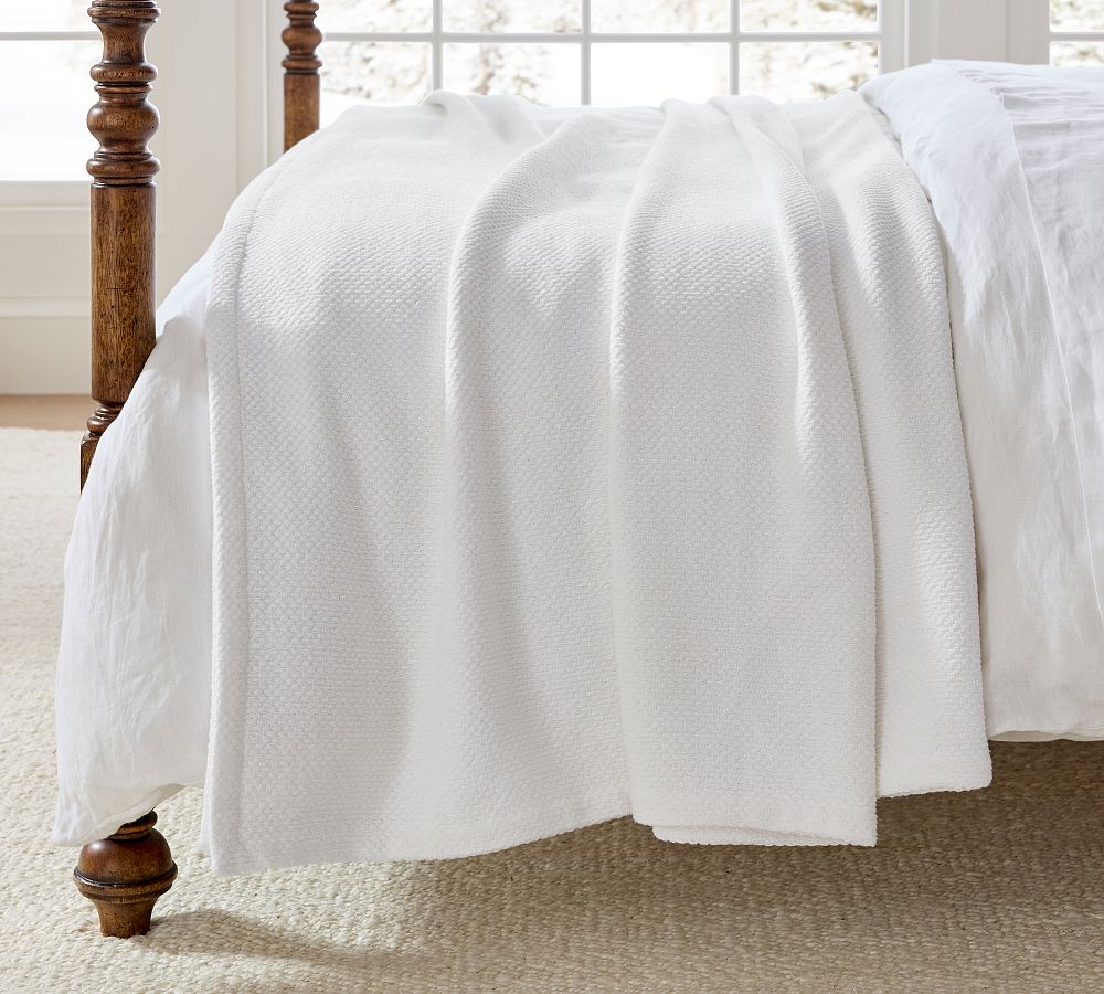 Washed Cotton Basket Weave Blanket | Pottery Barn