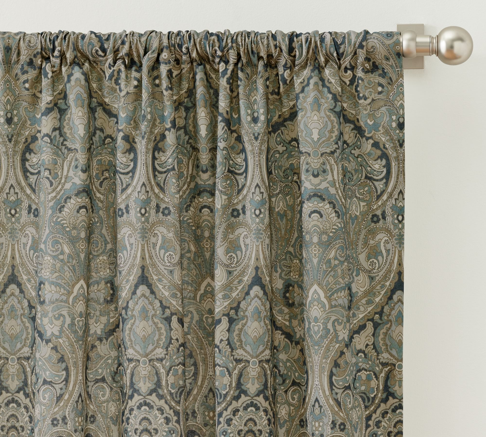 Mackenna Paisley Printed Linen Cotton Blackout Curtain