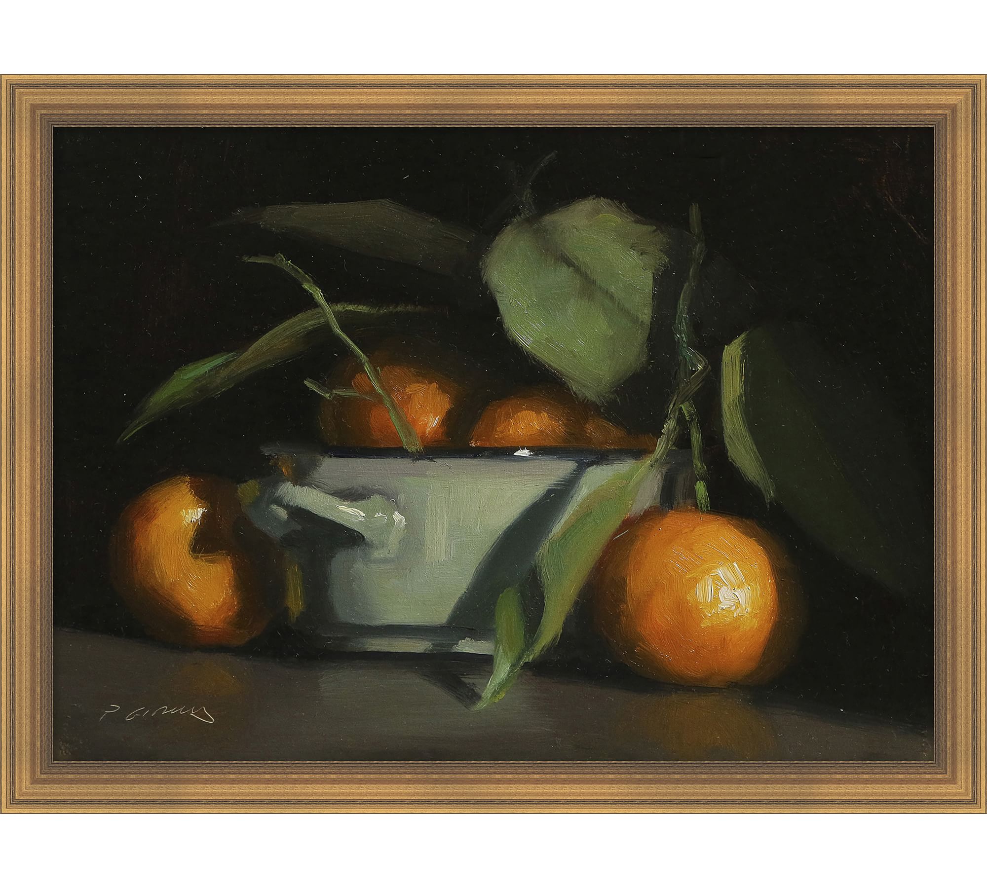 Oranges & Bowl Still Life Framed Canvas