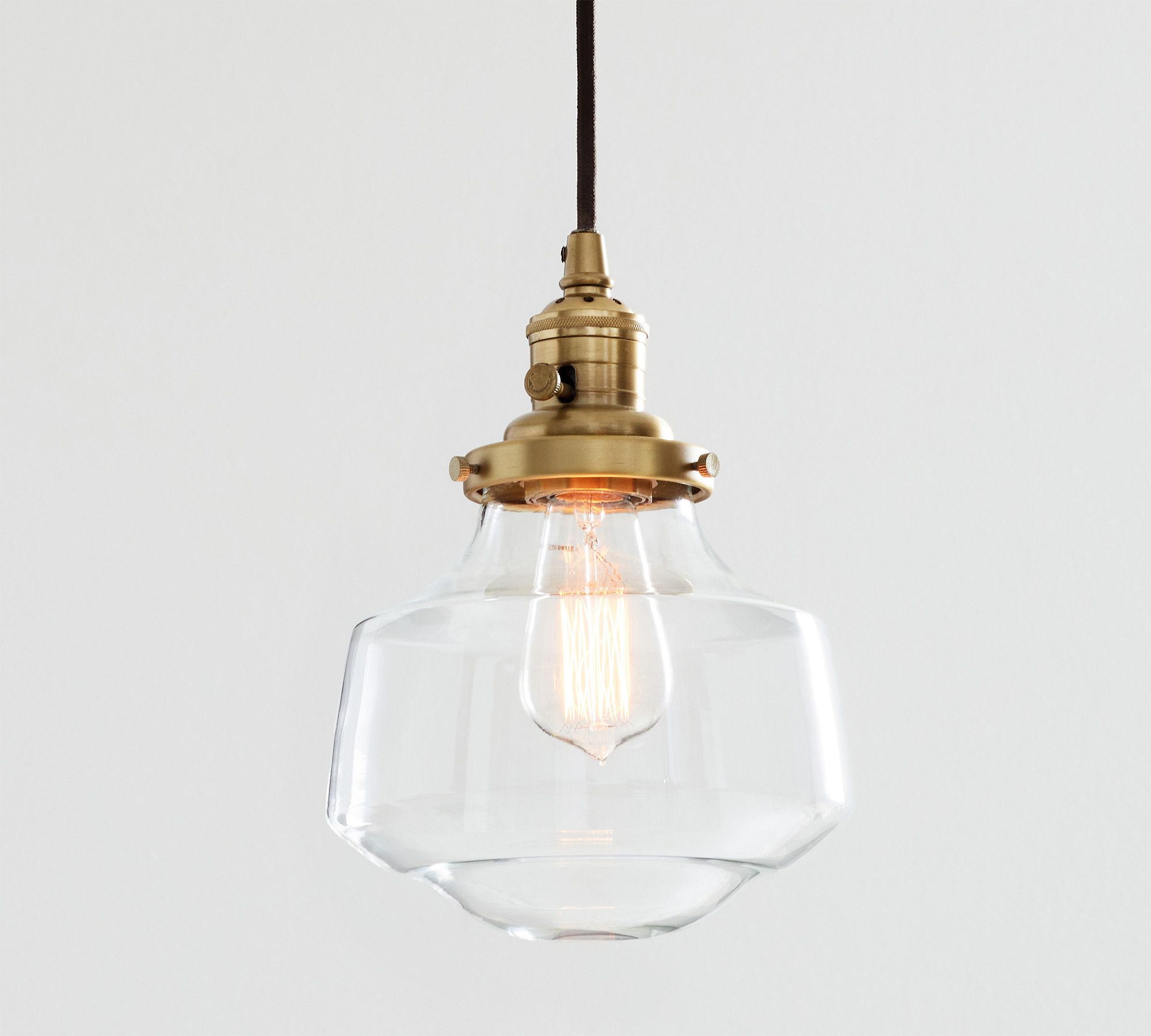 Schoolhouse Glass Cord Pendant (8"-11")