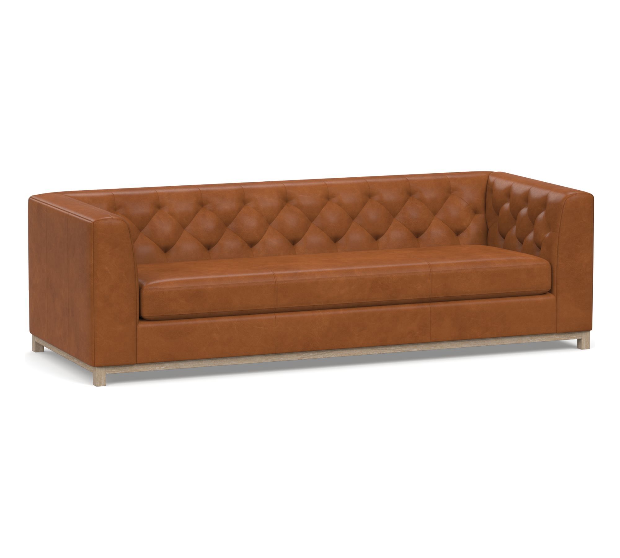 Henley Tufted Leather Sofa (74"–98")