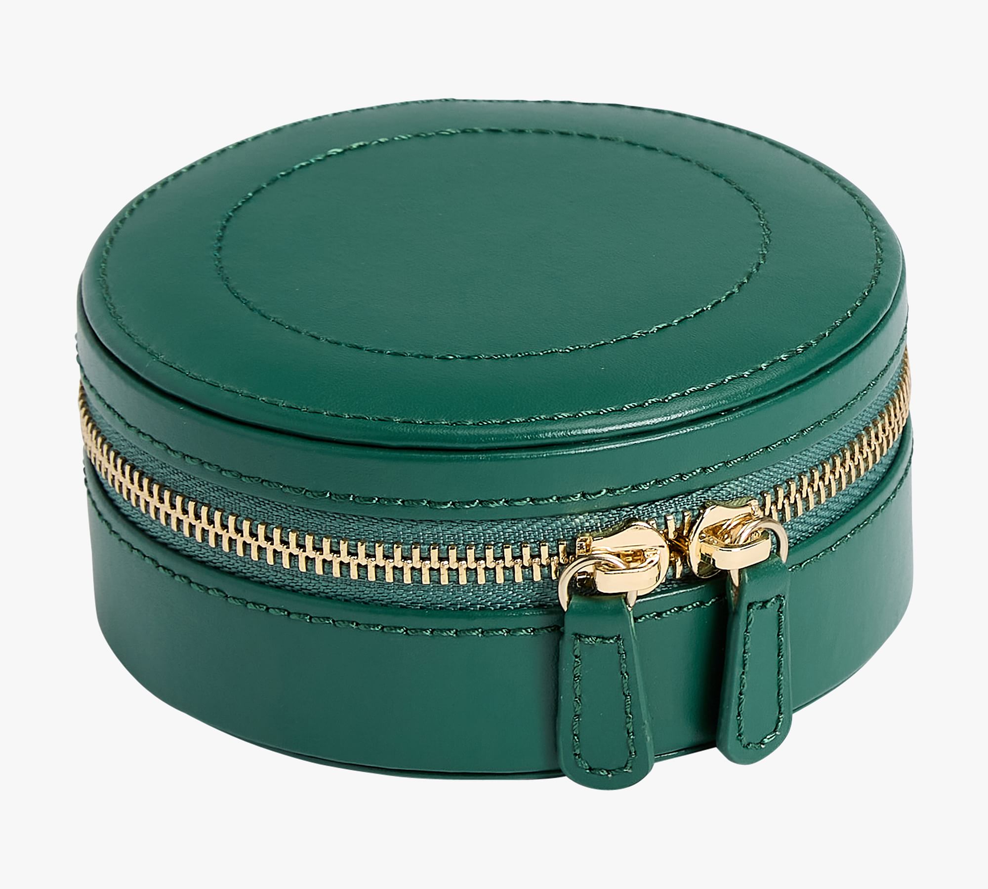 Sophia Mini-Zip Round Leather Jewelry Case