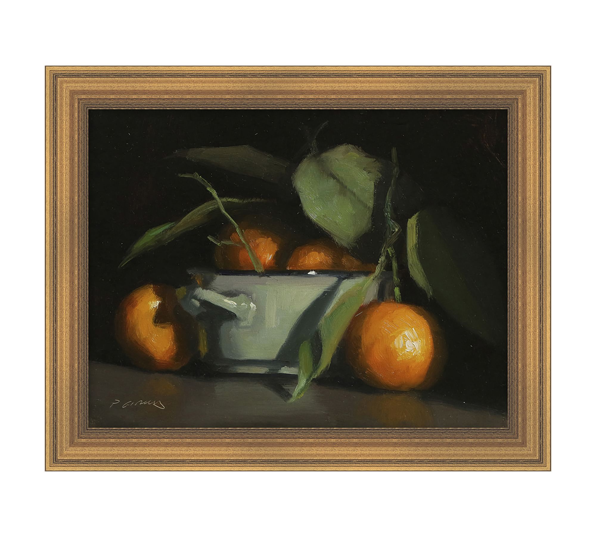 Oranges & Bowl Still Life Framed Canvas