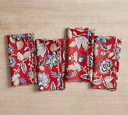 Scarlett Block Print Cotton Napkins - Set of 4