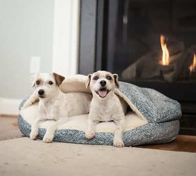 Luxury Round Microsuede Pet Cave Dog Bed Pottery Barn