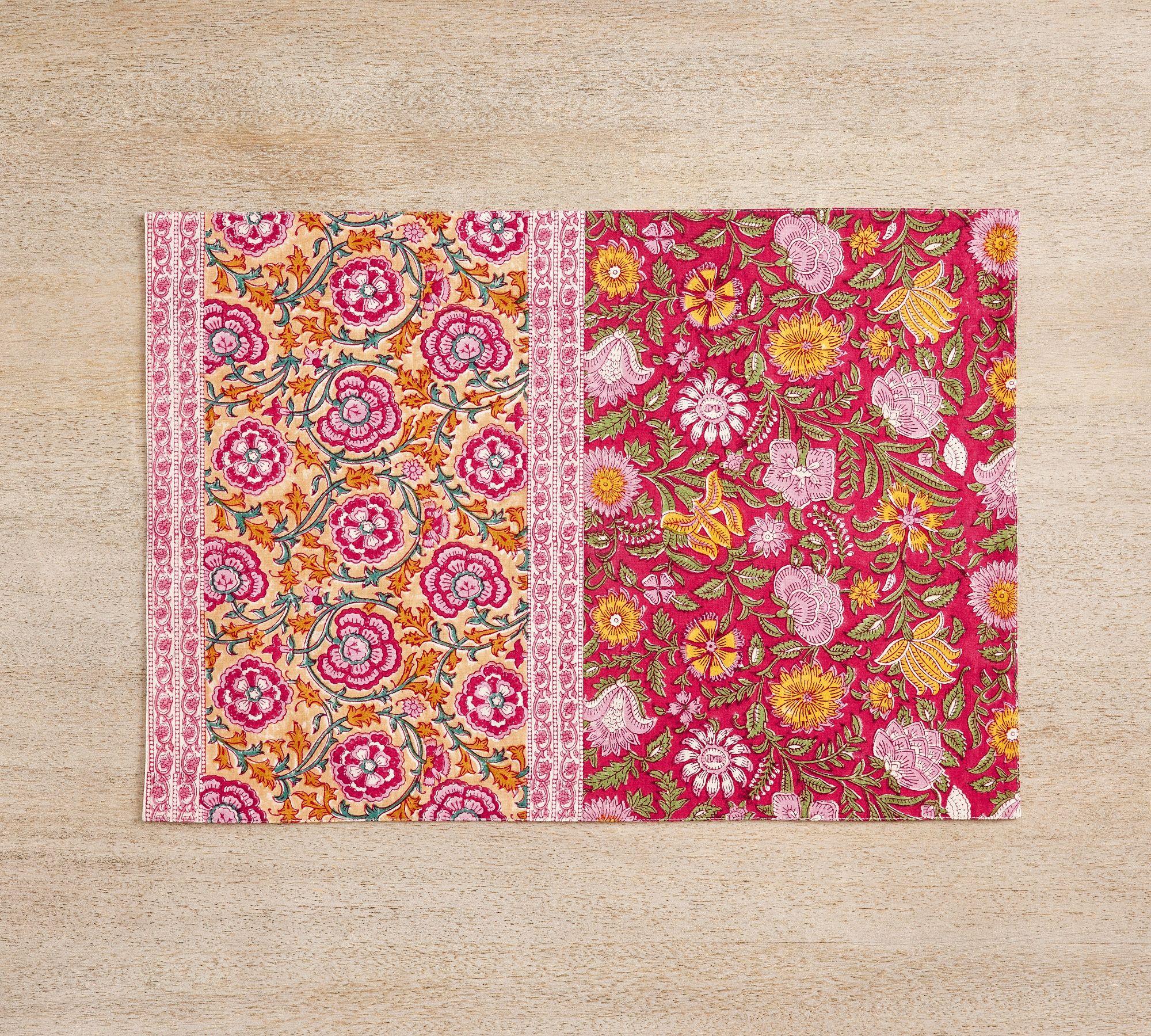 Annalise Block Print Reversible Cotton Placemats - Set of 4