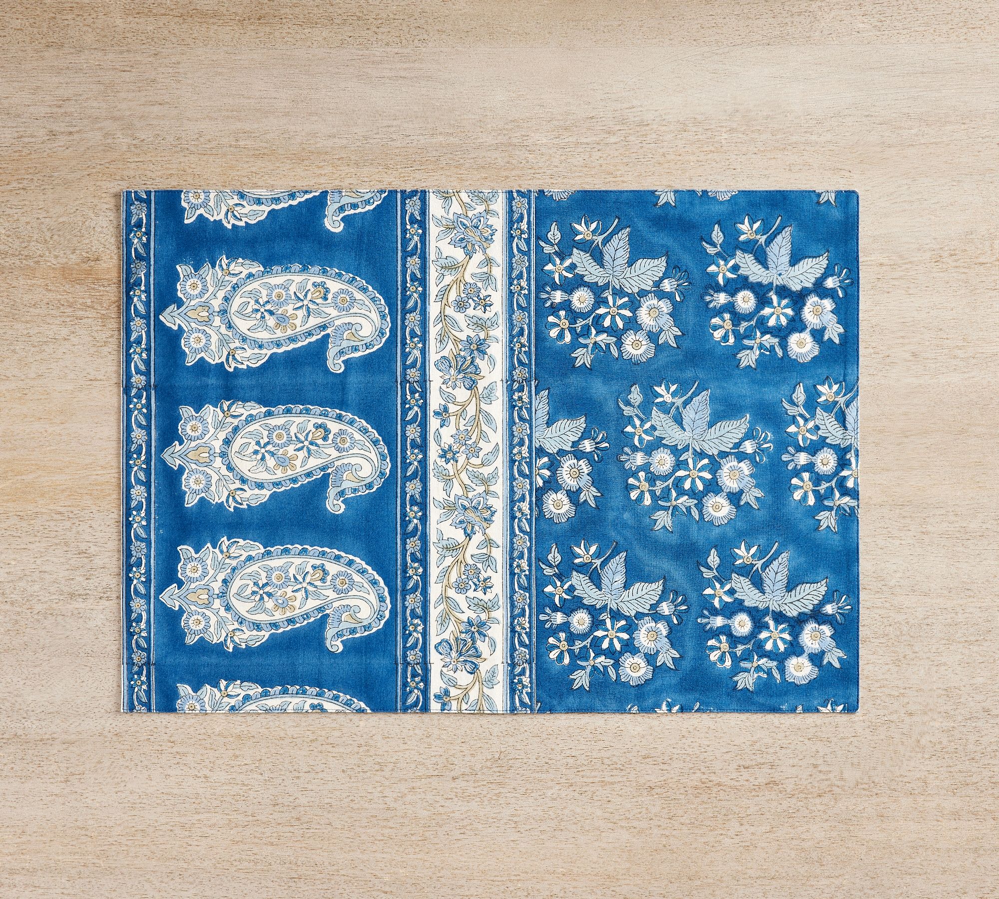 Regan Block Print Reversible Cotton Placemats - Set of 4