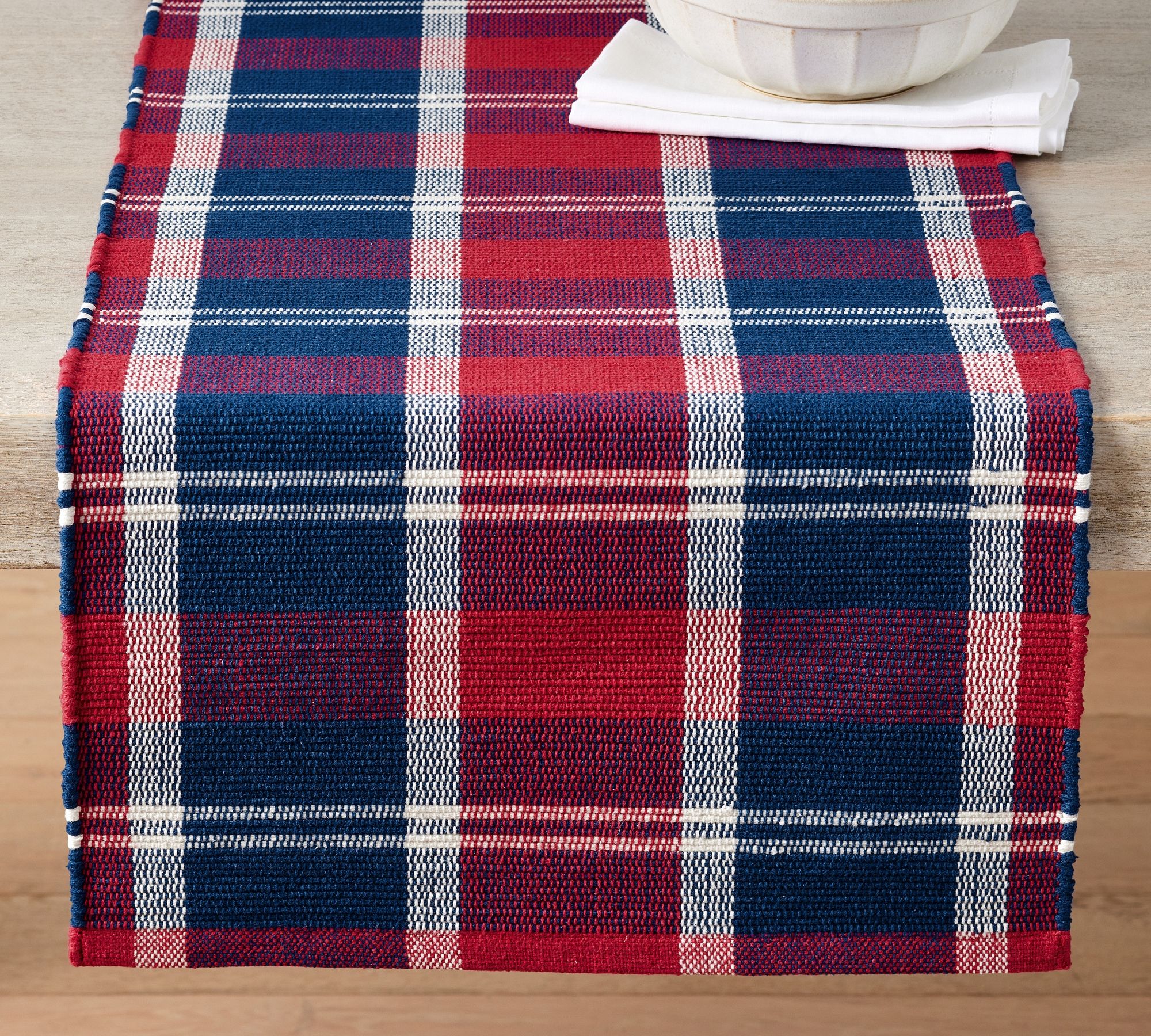 Americana Plaid Cotton Table Runner