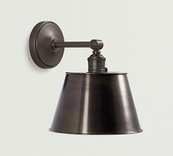 Tapered Metal Shade Straight Arm Sconce (9'')