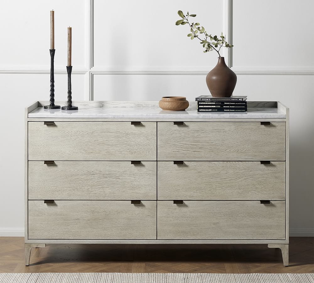 Geary Marble Top 6-Drawer Dresser (60&quot;)