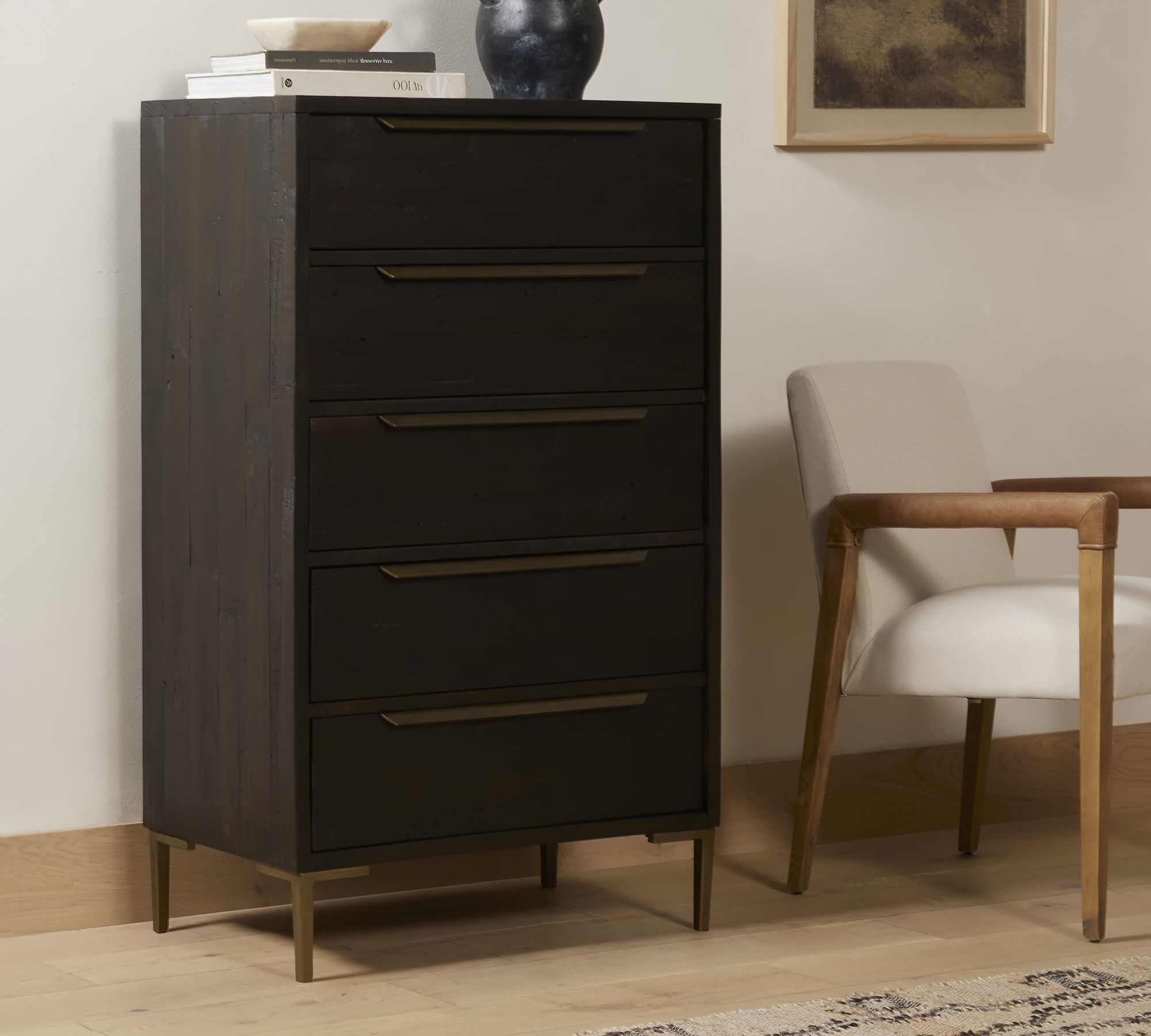 Braden Reclaimed Wood 5-Drawer Tall Dresser (30")