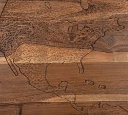 Carved Wood World Map Wall Art