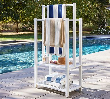 Malibu Perforated Metal Outdoor All In One Pool Storage | Pottery Barn