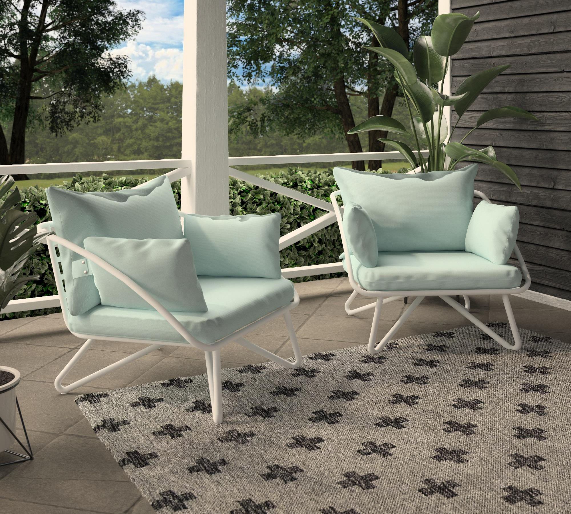 Gatlin Metal Outdoor Lounge Chairs - Set of 2