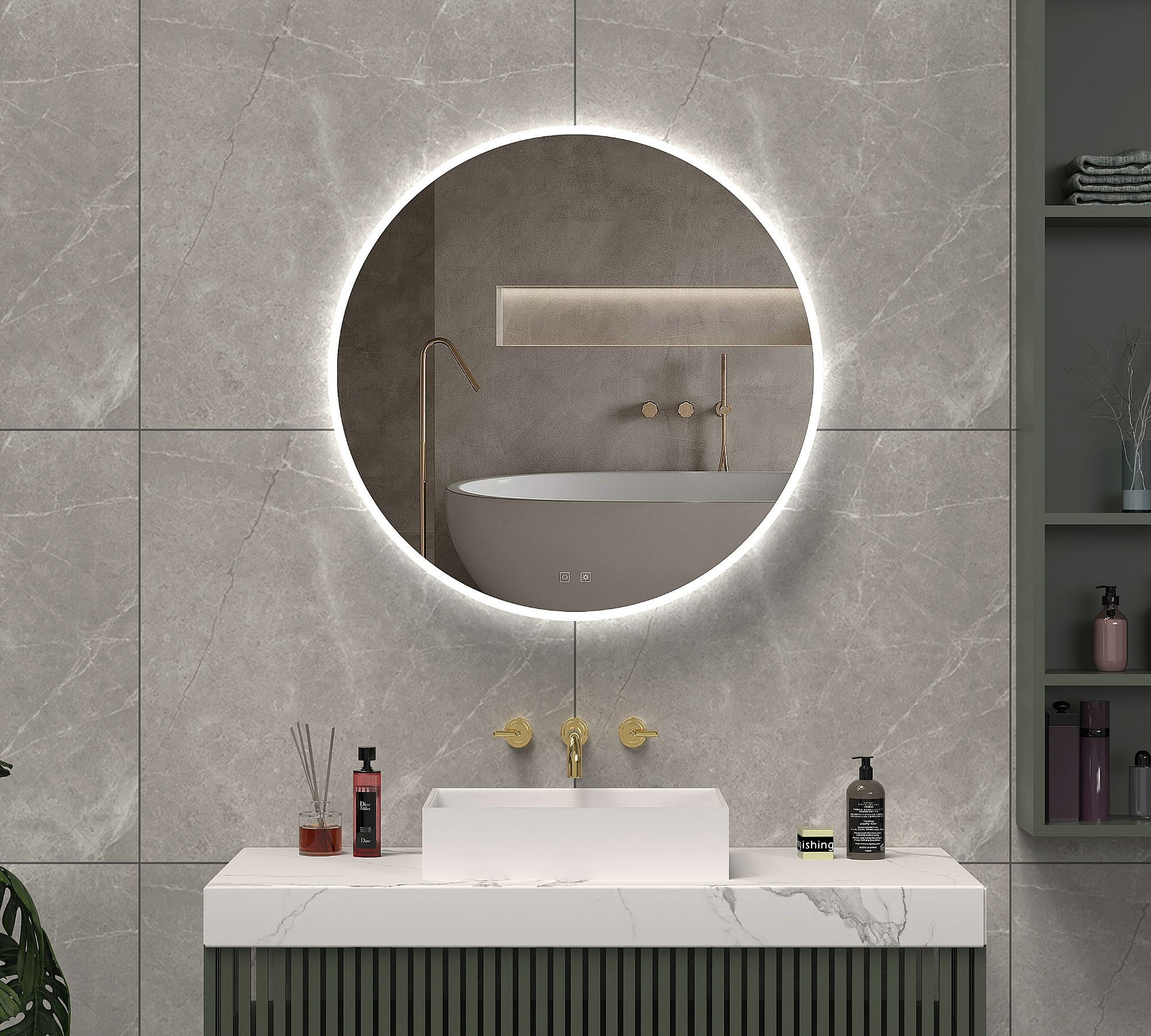 Demi Round Lighted LED Mirror