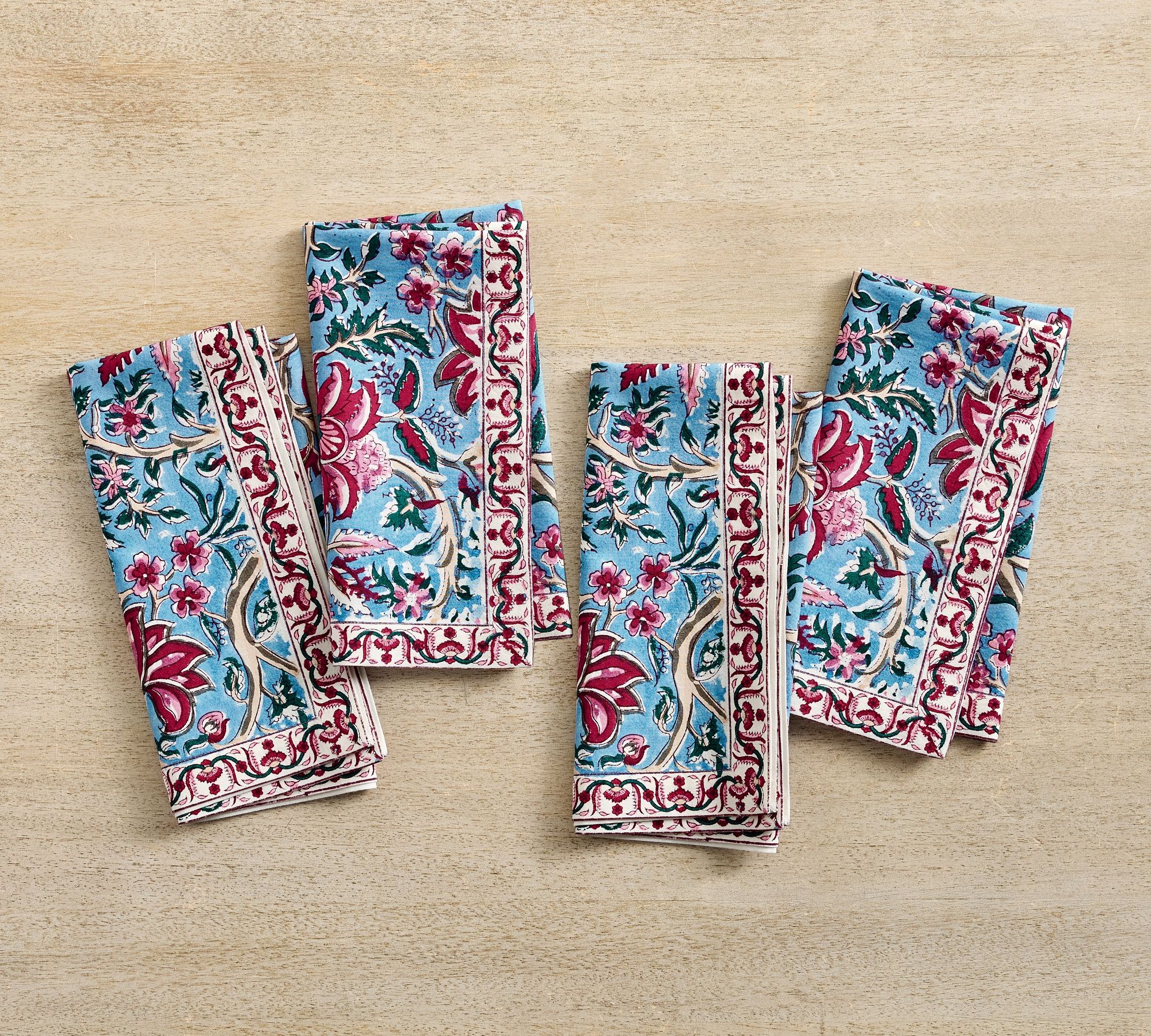 Shannon Block Print Cotton Napkins - Set of 4