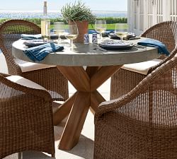 Abbott Concrete &amp; Acacia Round Outdoor Dining Table (48&quot;)