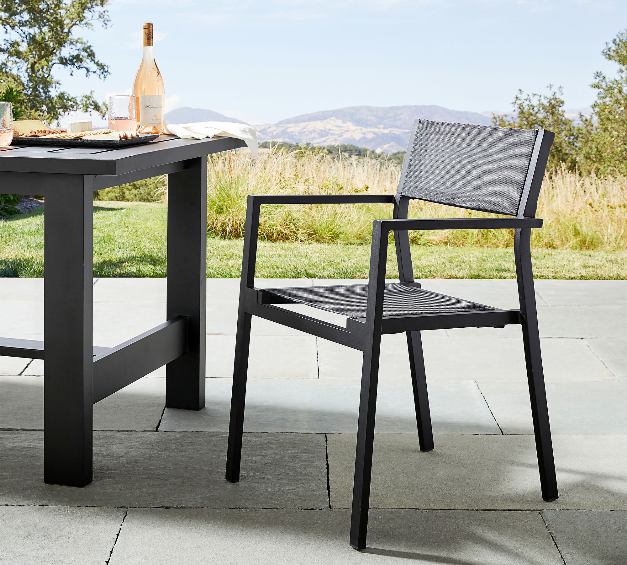 Fiji Metal & Mesh Stackable Outdoor Dining Armchairs