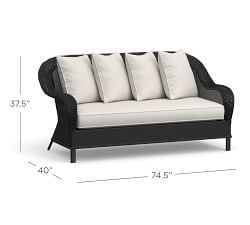 Palmetto All-Weather Wicker 74.5&quot; Sofa, Black