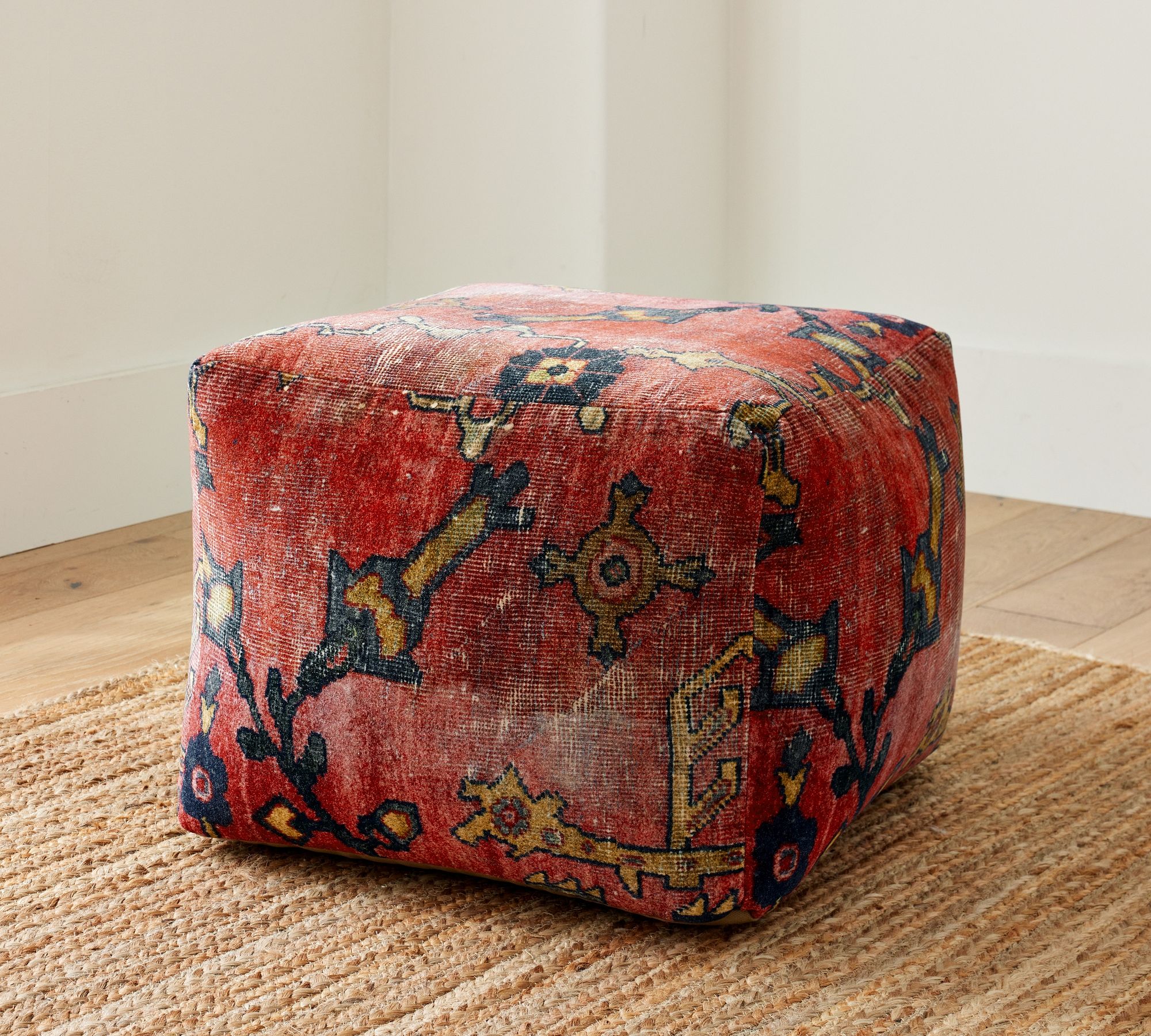 Dara Velvet Printed Pouf