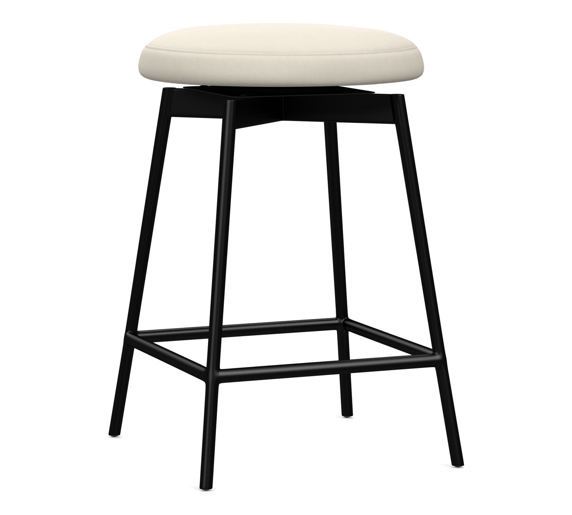 Maison Leather Backless Swivel Stool