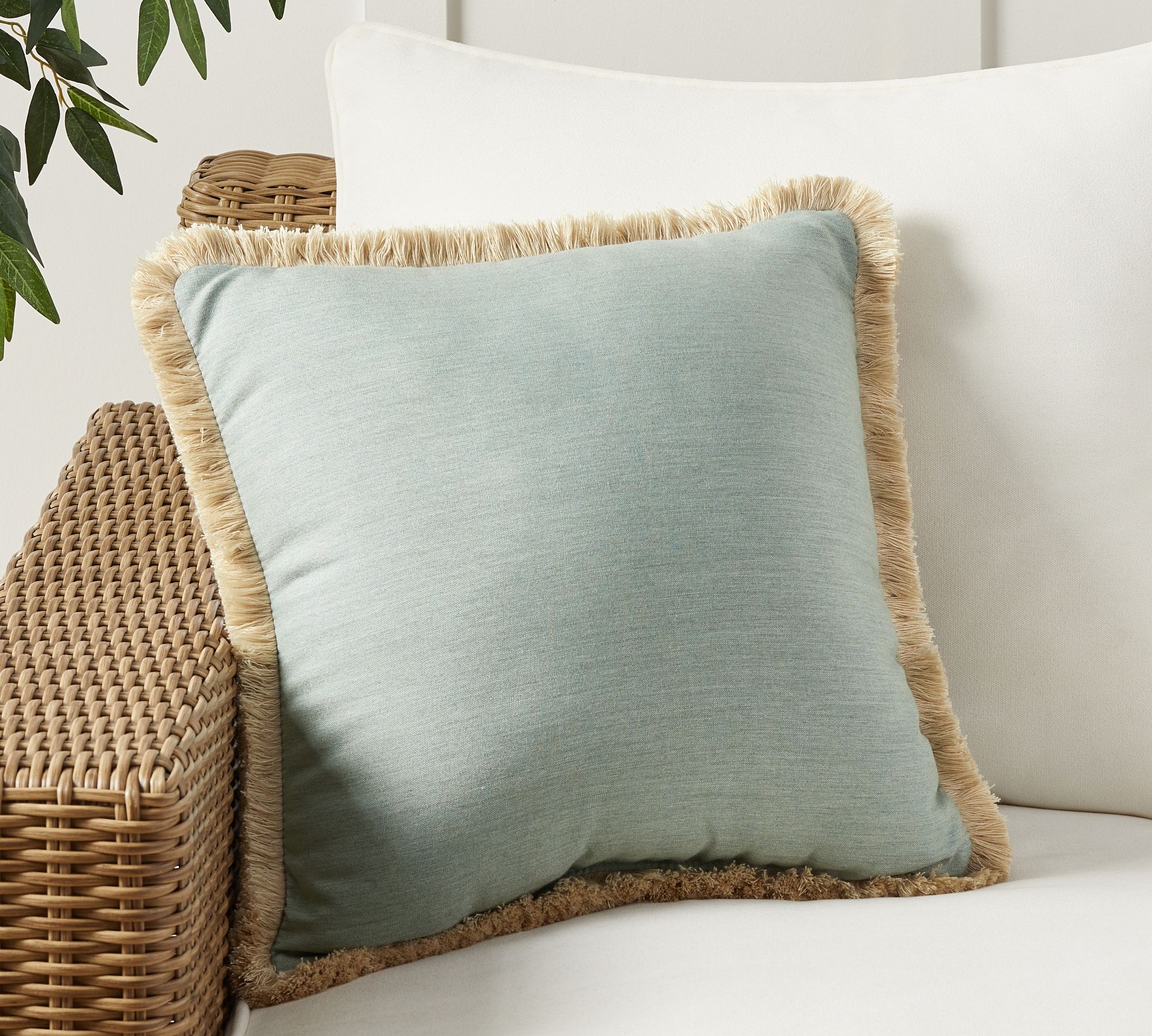 Sunbrella® Solid Fringe Outdoor Pillow